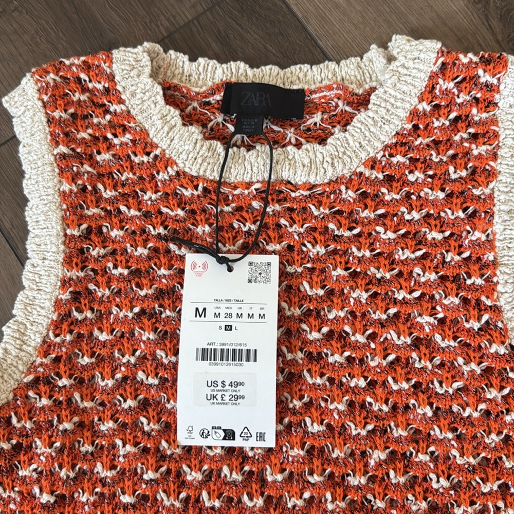 Zara Charming Orange Knit Kids Dress - Picture 7 of 7